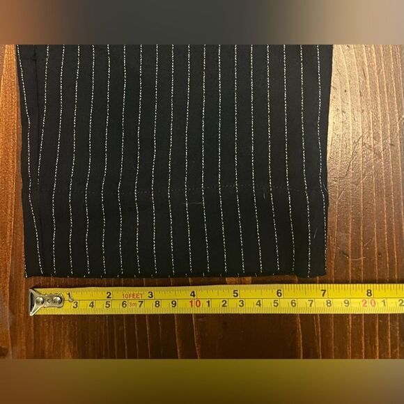 Anthropologie Striped Pleated Crop Trousers Sz 12 Black White Stripes Pockets - Picture 11 of 12